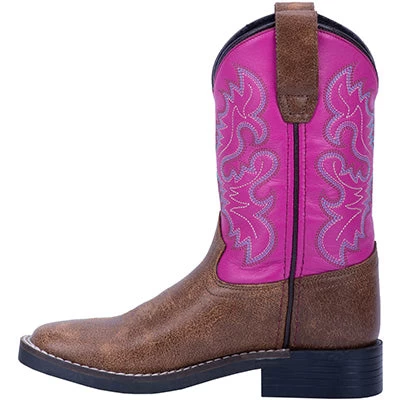 Dan Post Kid's Tan And Pink Punky Square Toe Boots 2 Dan Post Kid's Tan And Pink Punky Square Toe Boots - Image 2