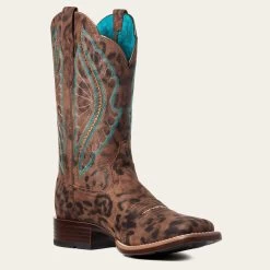 Ariat Women's Primetime Leopard Square Toe Western Boots -Ariat Store 10035935 medial warm