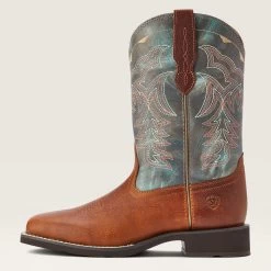 Ariat Women's Delilah Brown And Teal Square Toe Boots -Ariat Store 10042420 side warm