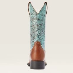 Ariat Women's Round Up Brown/Turquoise Square Toe Boots 11 Ariat Women's Round Up Brown/Turquoise Square Toe Boots -Ariat Store 10042534 heel warm