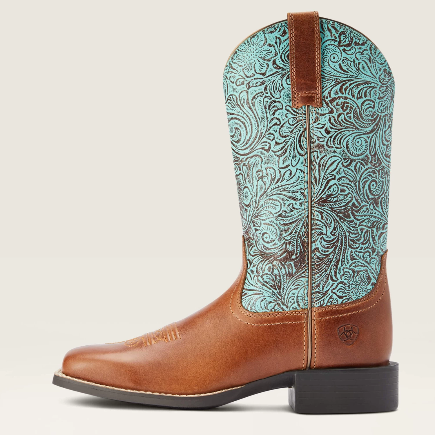 Ariat Women's Round Up Brown/Turquoise Square Toe Boots 3 Ariat Women's Round Up Brown/Turquoise Square Toe Boots - Image 3