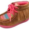 Pink Kimberly Serape Moccasin With Fringe