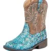 Roper Toddler Blue Southwest Glitter Square Toe Boots