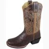 Smoky Mountain Child's Brown Tobacco Ostrich Square Toe Boot