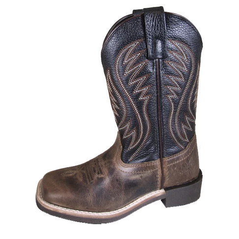 Kid's Brown Waxed Square Toe Boots 1 Kid's Brown Waxed Square Toe Boots