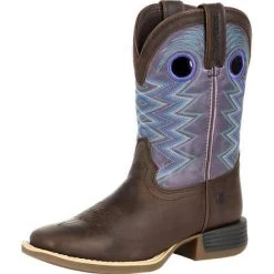 Durango Children's Purple And Brown Chevron Square Toe Boot