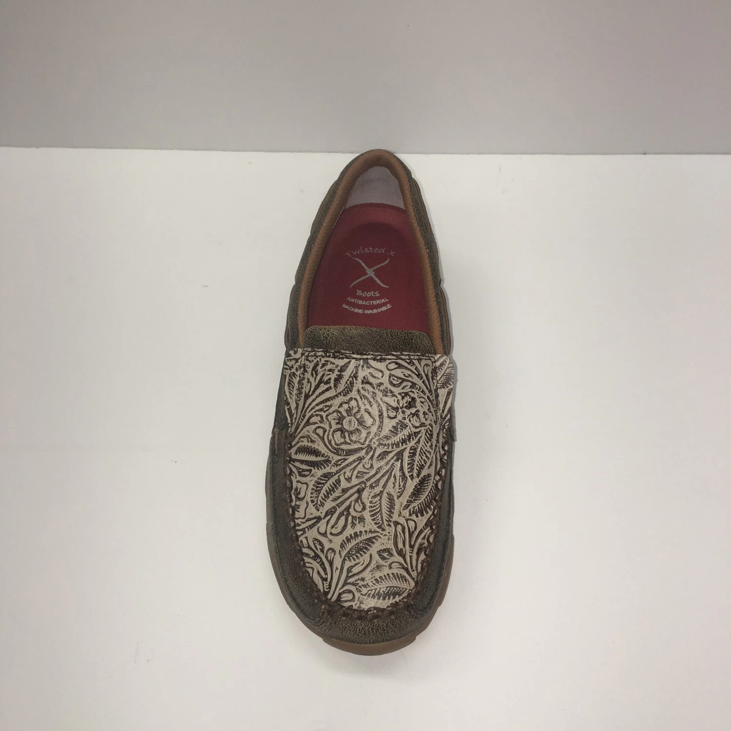 WE Exclusive ~ Twisted X Women's Tan Floral Embossed Slip On Moc 5 WE Exclusive ~ Twisted X Women's Tan Floral Embossed Slip On Moc - Image 5