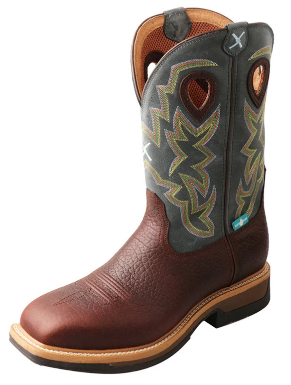 Twisted X Men's Cognac Oiled Blue Alloy Square Toe Boot 1 Twisted X Men's Cognac Oiled Blue Alloy Square Toe Boot
