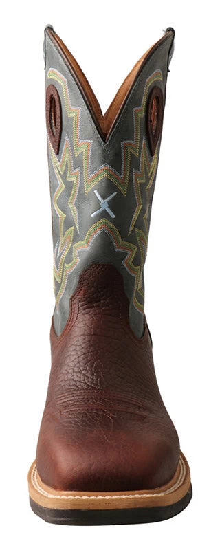 Twisted X Men's Cognac Oiled Blue Alloy Square Toe Boot 2 Twisted X Men's Cognac Oiled Blue Alloy Square Toe Boot - Image 2