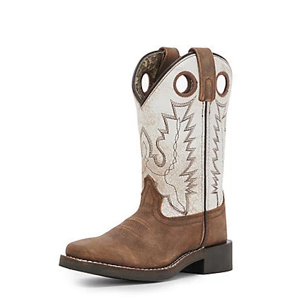 Kid's Distressed Brown And Antique White Boots 1 Kid's Distressed Brown And Antique White Boots