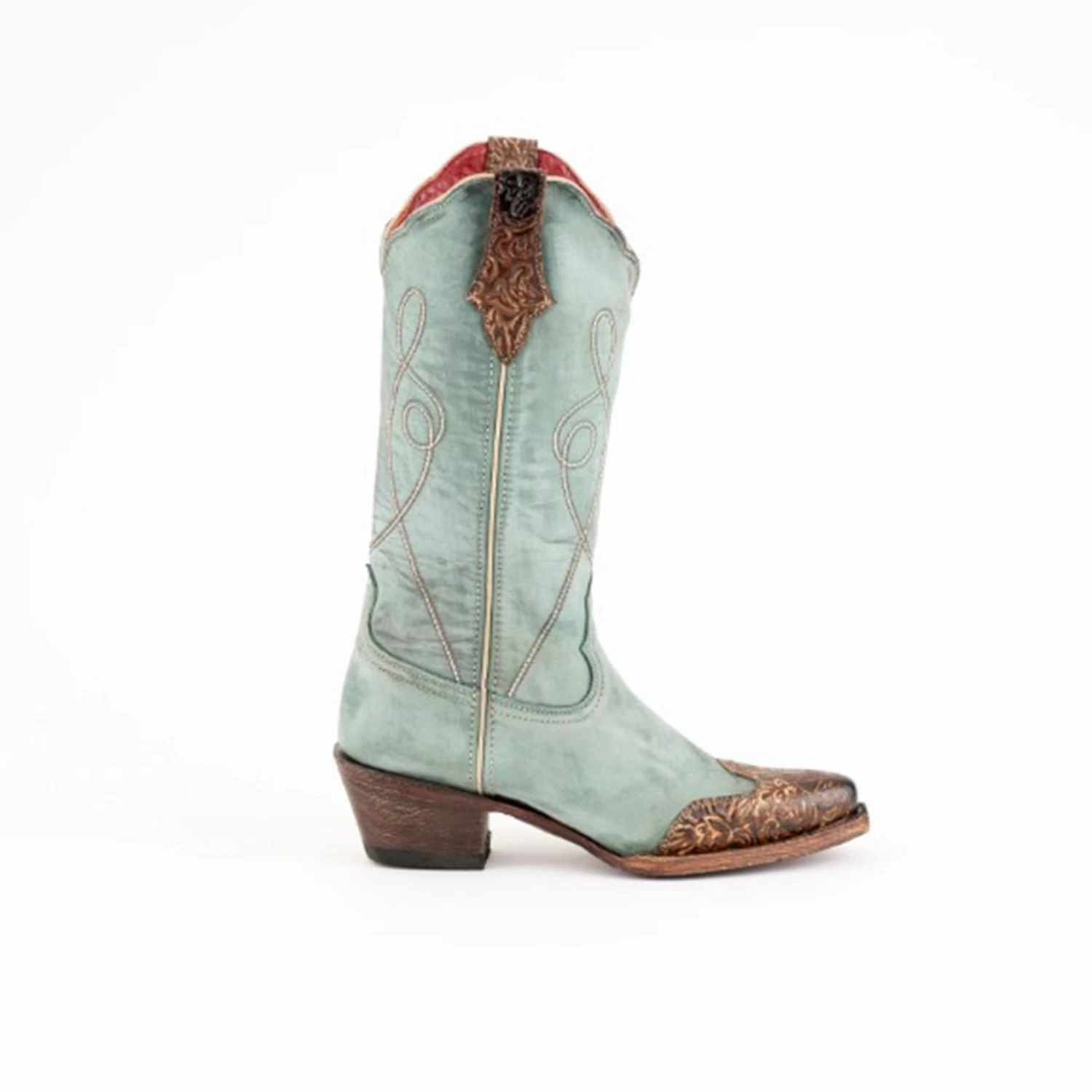 Dusty Blue Tooled Tip Western Ferrini Madison Boots 2 Dusty Blue Tooled Tip Western Ferrini Madison Boots - Image 2