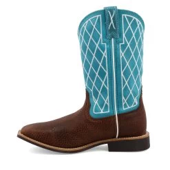 Twisted X Kids Distressed Saddle And Teal Square Toe Boots -Ariat Store YTH0015 02