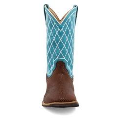Twisted X Kids Distressed Saddle And Teal Square Toe Boots -Ariat Store YTH0015 05