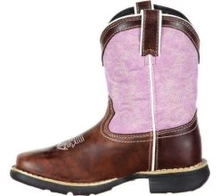 Durango Kid's Brown And Lavender Square Toe Boots