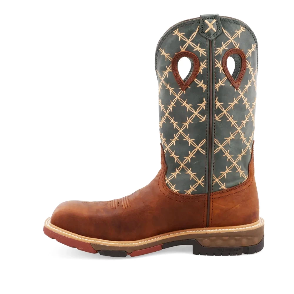 Twisted X Men's Composite Pull-On Work Boot-Green/Cream Top 4 Twisted X Men's Composite Pull-On Work Boot-Green/Cream Top - Image 4