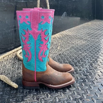 Macie Bean Pink & Turquoise Mad Dog Tall Boots 3 Macie Bean Pink & Turquoise Mad Dog Tall Boots - Image 3