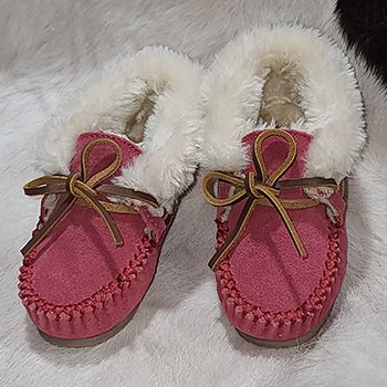 Minnetonka Pink Suede "Charley" Children's Slippers 5 Minnetonka Pink Suede "Charley" Children's Slippers - Image 5