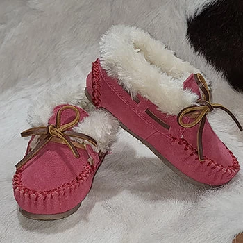 Minnetonka Pink Suede "Charley" Children's Slippers 7 Minnetonka Pink Suede "Charley" Children's Slippers - Image 7