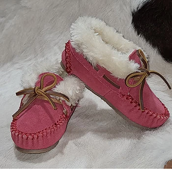 Minnetonka Pink Suede "Charley" Children's Slippers 8 Minnetonka Pink Suede "Charley" Children's Slippers - Image 8