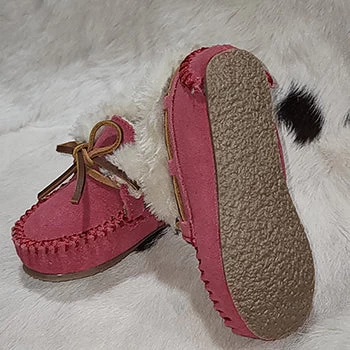Minnetonka Pink Suede "Charley" Children's Slippers 4 Minnetonka Pink Suede "Charley" Children's Slippers - Image 4
