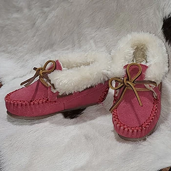 Minnetonka Pink Suede "Charley" Children's Slippers 3 Minnetonka Pink Suede "Charley" Children's Slippers - Image 3