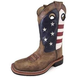 Youth Red White And Blue Square Toe Boot