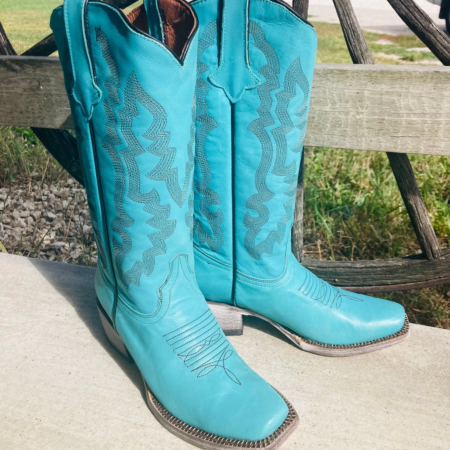 Tanner Mark Women's "Addy" Turquoise Square Toe Boot 1 Tanner Mark Women's "Addy" Turquoise Square Toe Boot