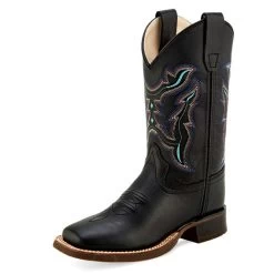 Jama Kid's Black And Turquoise Square Toe Boot